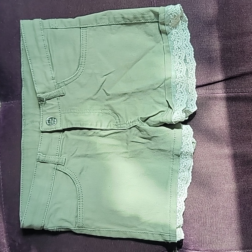 Green Shorts with Small Floral Design On Edge H&M